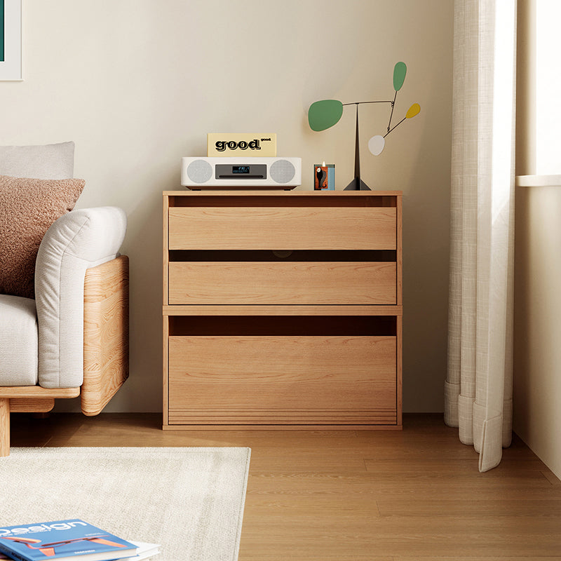 Mario Floor-standing Modular Storage Cabinet Chest Set for Home Natural Wood Color