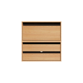Mario Floor-standing Modular Storage Cabinet Chest Set for Home Natural Wood Color