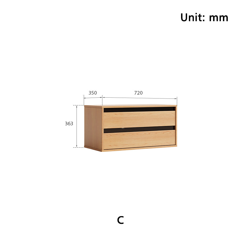Mario Floor-standing Modular Storage Cabinet Chest Set for Home Natural Wood Color