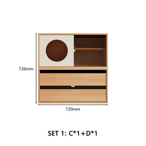 Mario Floor-standing Modular Storage Cabinet Chest Set for Home Natural Wood Color