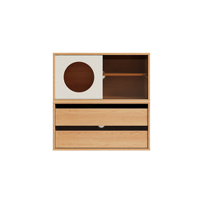Mario Floor-standing Modular Storage Cabinet Chest Set for Home Natural Wood Color