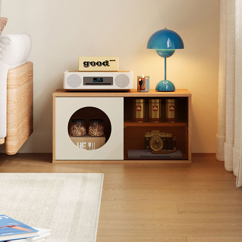 Mario Floor-standing Modular Storage Cabinet Chest Set for Home Natural Wood Color