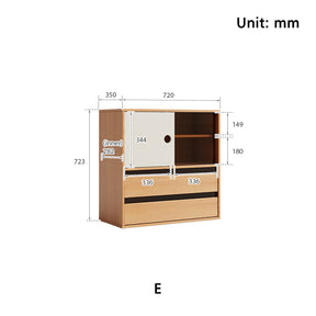 Mario Floor-standing Modular Storage Cabinet Chest Set for Home Natural Wood Color