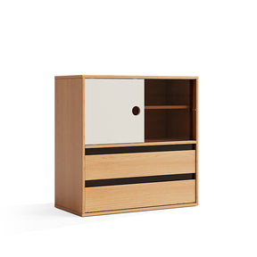 Mario Floor-standing Modular Storage Cabinet Chest Set for Home Natural Wood Color