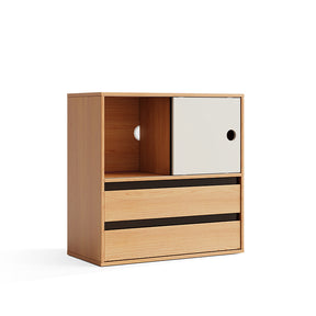 Mario Floor-standing Modular Storage Cabinet Chest Set for Home Natural Wood Color
