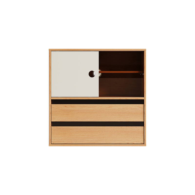 Mario Floor-standing Modular Storage Cabinet Chest Set for Home Natural Wood Color