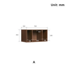 Mario Floor-standing Modular Storage Cabinet Chest Set for Home Walnut Color