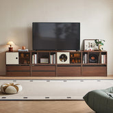 Mario Floor-standing Modular Storage Cabinet Chest Set for Home Walnut Color