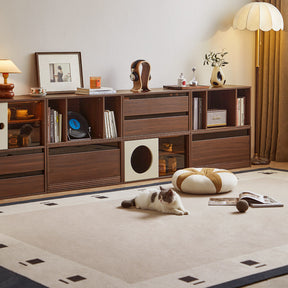 Mario Floor-standing Modular Storage Cabinet Chest Set for Home Walnut Color