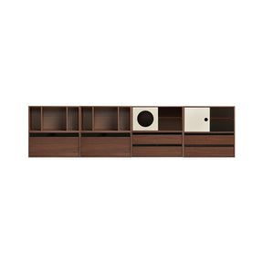 Mario Floor-standing Modular Storage Cabinet Chest Set for Home Walnut Color