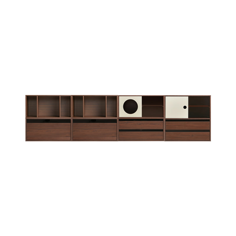 Mario Floor-standing Modular Storage Cabinet Chest Set for Home Walnut Color