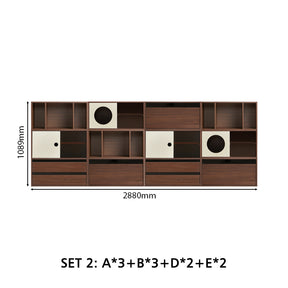 Mario Floor-standing Modular Storage Cabinet Chest Set for Home Walnut Color