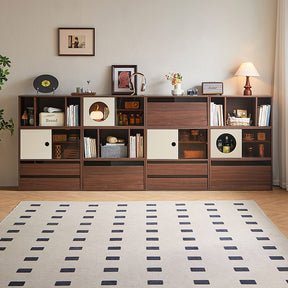 Mario Floor-standing Modular Storage Cabinet Chest Set for Home Walnut Color