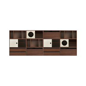 Mario Floor-standing Modular Storage Cabinet Chest Set for Home Walnut Color
