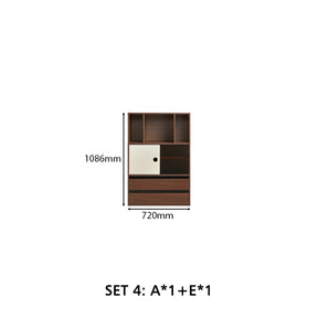 Mario Floor-standing Modular Storage Cabinet Chest Set for Home Walnut Color