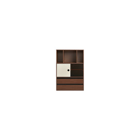 Mario Floor-standing Modular Storage Cabinet Chest Set for Home Walnut Color