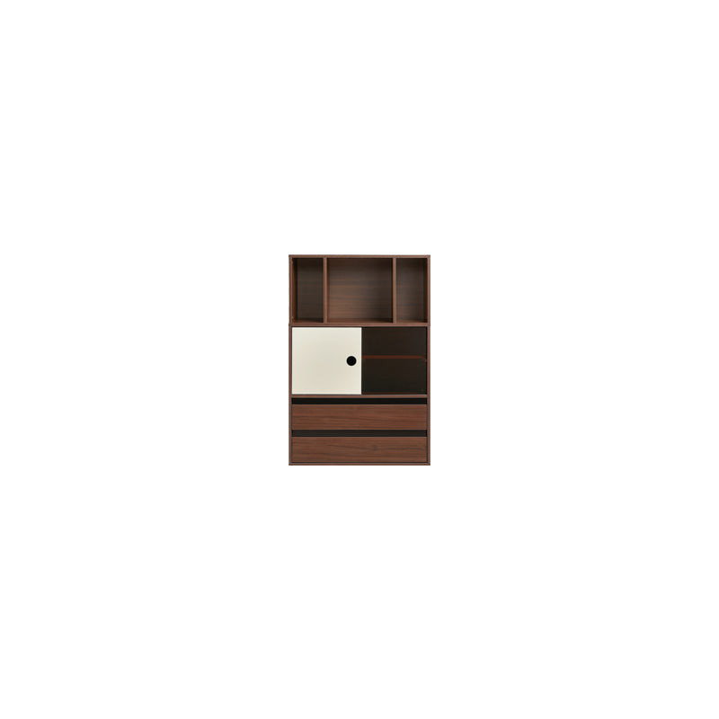 Mario Floor-standing Modular Storage Cabinet Chest Set for Home Walnut Color