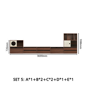 Mario Floor-standing Modular Storage Cabinet Chest Set for Home Walnut Color