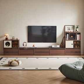 Mario Floor-standing Modular Storage Cabinet Chest Set for Home Walnut Color