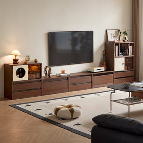 Mario Floor-standing Modular Storage Cabinet Chest Set for Home Walnut Color