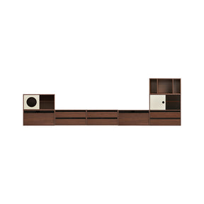 Mario Floor-standing Modular Storage Cabinet Chest Set for Home Walnut Color