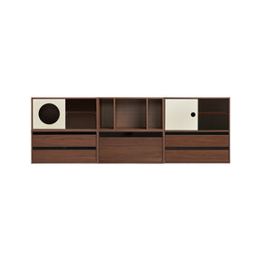 Mario Floor-standing Modular Storage Cabinet Chest Set for Home Walnut Color