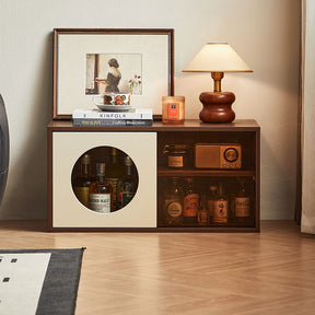 Mario Floor-standing Modular Storage Cabinet Chest Set for Home Walnut Color