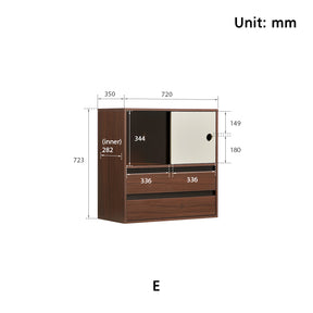 Mario Floor-standing Modular Storage Cabinet Chest Set for Home Walnut Color