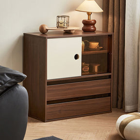 Mario Floor-standing Modular Storage Cabinet Chest Set for Home Walnut Color