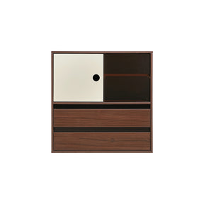 Mario Floor-standing Modular Storage Cabinet Chest Set for Home Walnut Color