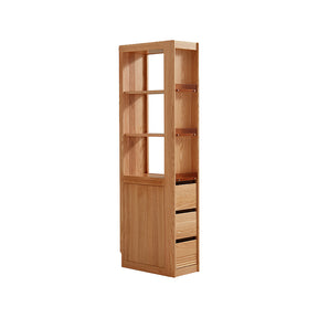 Dylan FAS-Graded Solid American Oak Wood Flip-Down Door Bookcase Modular Display Shelf & Storage With Drawer