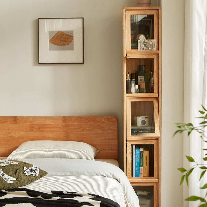 Dylan FAS-Graded Solid American Oak Wood Flip-Down Door Bookcase Modular Display Shelf & Storage With Drawer