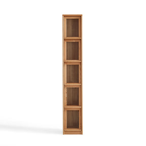 Dylan FAS-Graded Solid American Oak Wood Flip-Down Door Bookcase Modular Display Shelf & Storage With Drawer