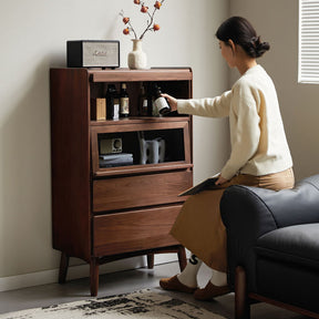 Hector 70cm FAS-Graded Solid Black Walnut Wood Flip-door Bookcase Display Shelf/Storage Cabinet