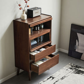 Hector 70cm FAS-Graded Solid Black Walnut Wood Flip-door Bookcase Display Shelf/Storage Cabinet
