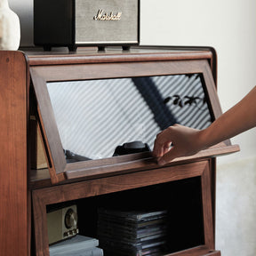 Hector 70cm FAS-Graded Solid Black Walnut Wood Flip-door Bookcase Display Shelf/Storage Cabinet