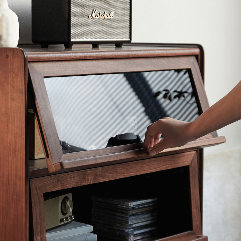 Hector 70cm FAS-Graded Solid Black Walnut Wood Flip-door Bookcase Display Shelf/Storage Cabinet