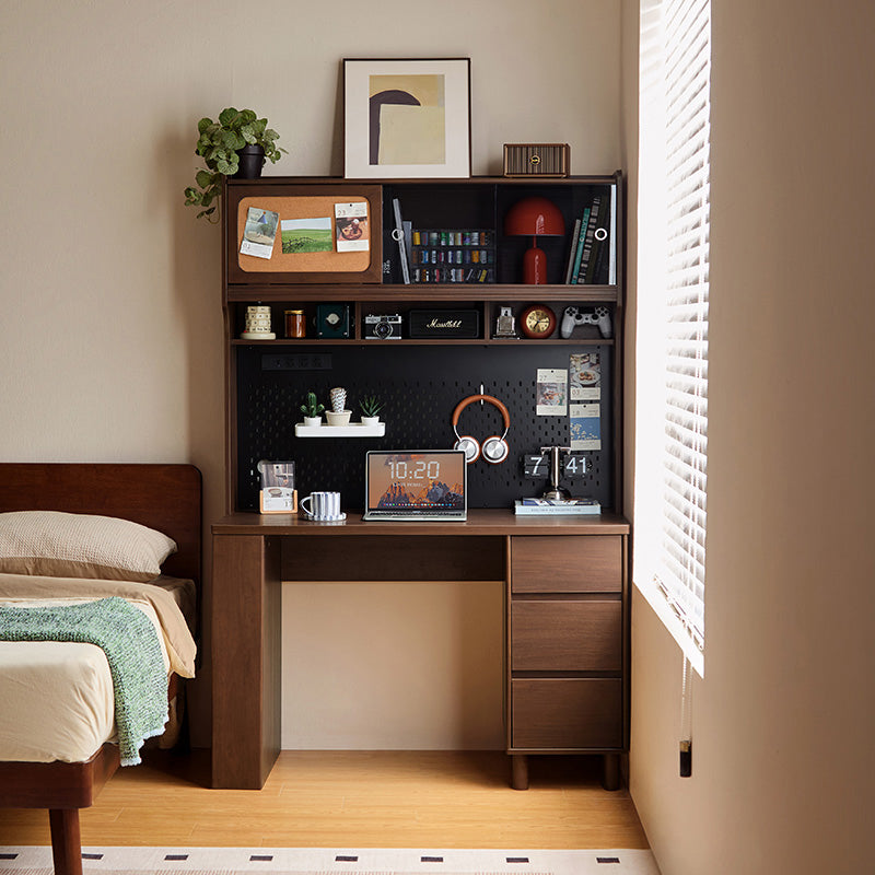 Kendall 120cm/140cm Single Office Desk/Computer Table With Cabinet/Bookcase/Drawer Walnut Color