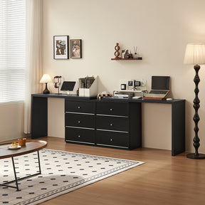 Jeffrey Single/Double Office Desk/Computer Table Set With Drawer/Chair Black