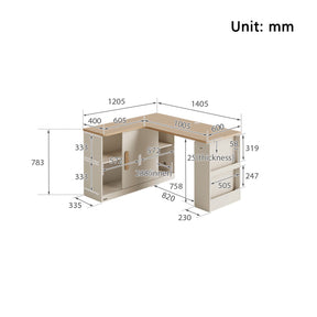 Chad 140cm Single Corner Storage Office Desk/Computer Table With Bookcase