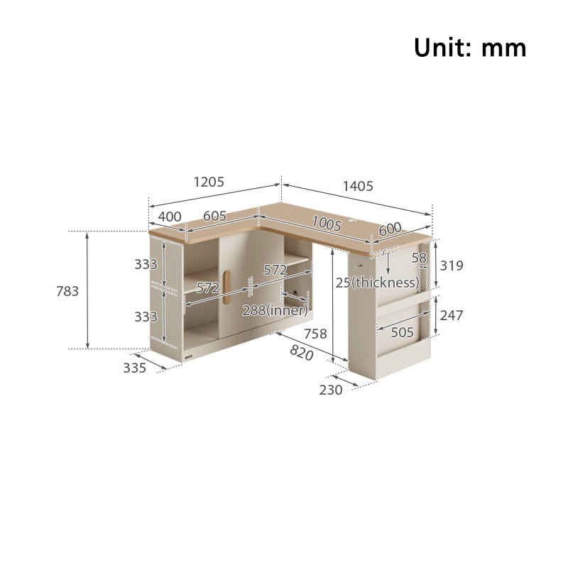 Chad 140cm Single Corner Storage Office Desk/Computer Table With Bookcase