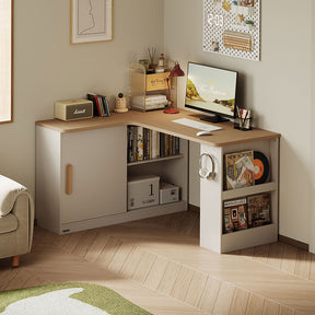 Chad 140cm Single Corner Storage Office Desk/Computer Table With Bookcase