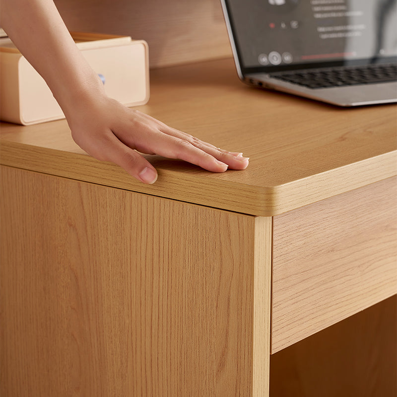 Ziva 120cm/140cm Single Office Desk/Computer Table With Cabinet/Bookcase Natural Wood & White Color