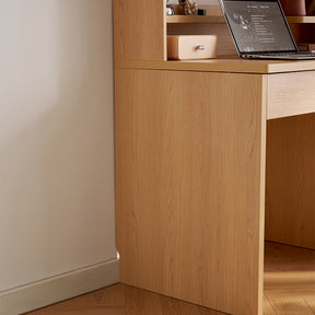 Ziva 120cm/140cm Single Office Desk/Computer Table With Cabinet/Bookcase Natural Wood & White Color