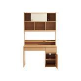 Ziva 120cm/140cm Single Office Desk/Computer Table With Cabinet/Bookcase Natural Wood & White Color