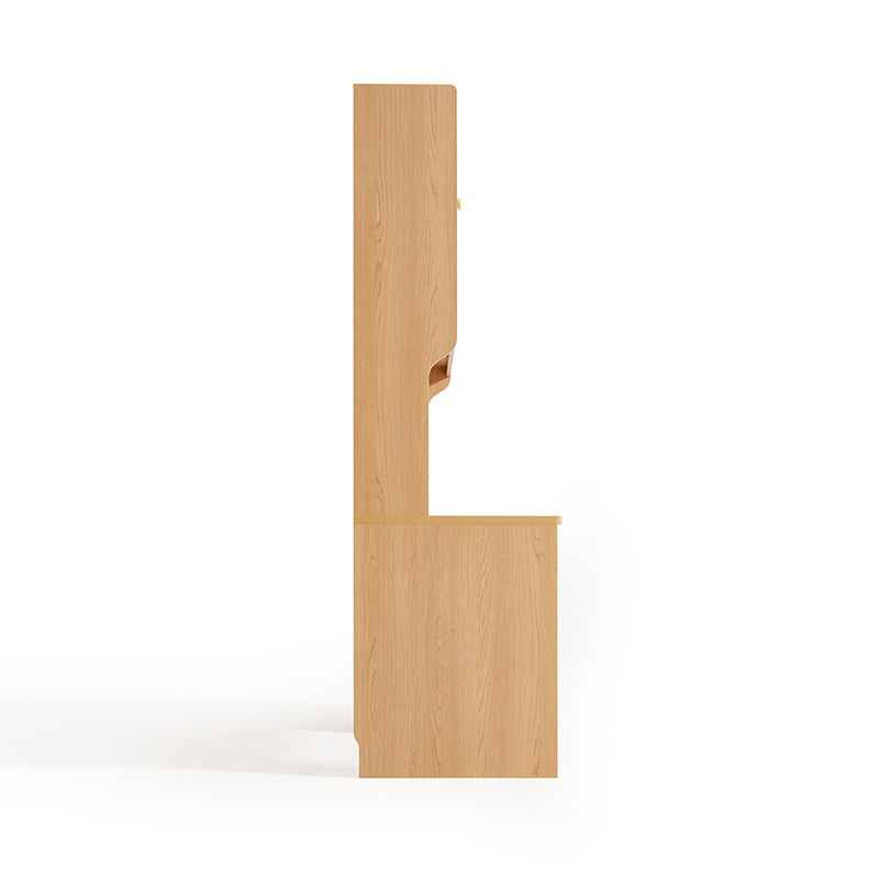 Ziva 120cm/140cm Single Office Desk/Computer Table With Cabinet/Bookcase Natural Wood & White Color