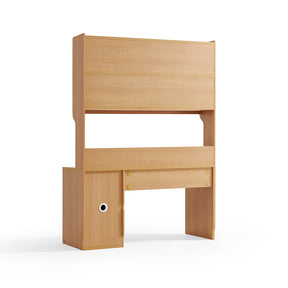 Ziva 120cm/140cm Single Office Desk/Computer Table With Cabinet/Bookcase Natural Wood & White Color