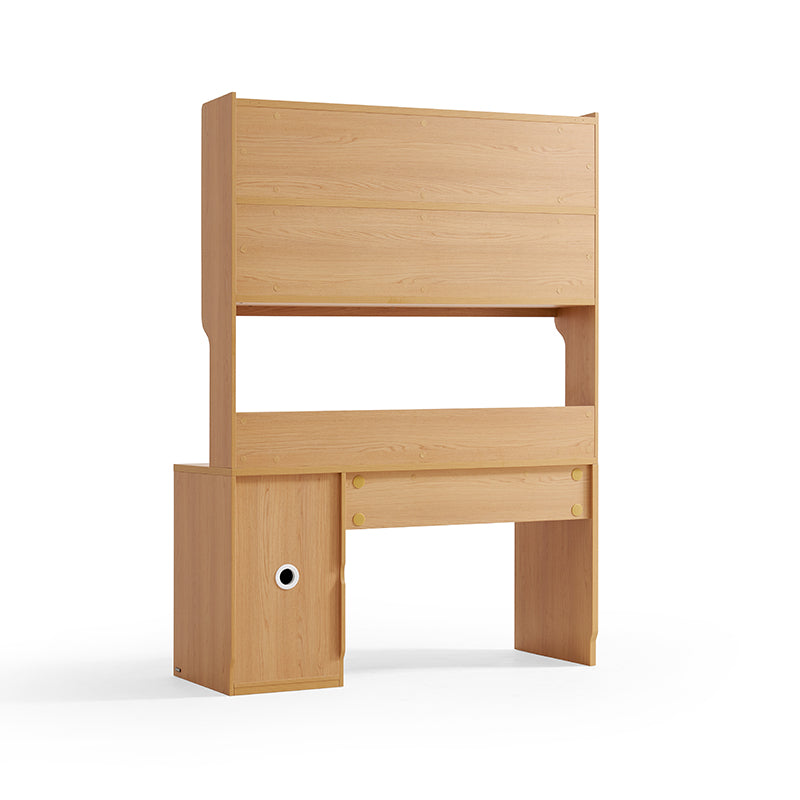 Ziva 120cm/140cm Single Office Desk/Computer Table With Cabinet/Bookcase Natural Wood & White Color
