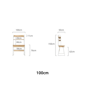 Uriel 100cm/120cm Single Office Desk/Computer Table With Cabinet/Bookcase/Drawer White & Natural Wood Color