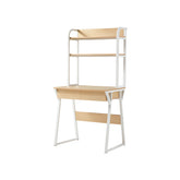 Uriel 100cm/120cm Single Office Desk/Computer Table With Cabinet/Bookcase/Drawer White & Natural Wood Color